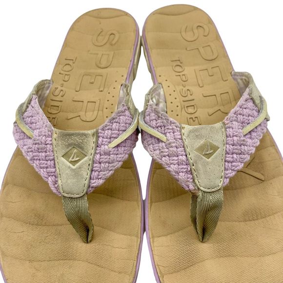 Sperry Topsider Leather Oar Creek Woven Flip Flip Sandal - Picture 4 of 12